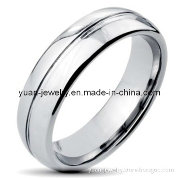 Men's Tungsten Carbide Rounded Edge Grooved Center Comfort Fit Ring